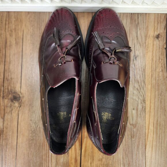 VTG Florsheim Imperial Tassel Loafers Mens 9.5 E Burgundy Wingtip Dress Shoes - Picture 5 of 9